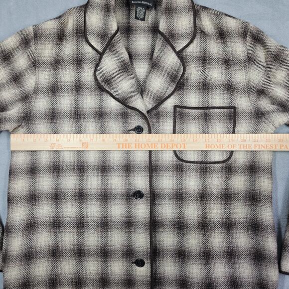 Vtg Banana Republic Shacket Womens S Oversized Alpaca Mohair Plaid Jacket Brown - Picture 16 of 16